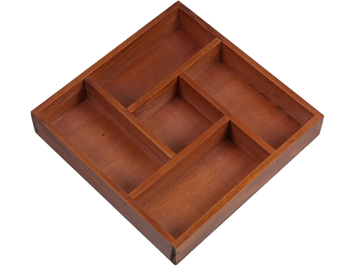 Organizador De Gavetas Vintage Em Madeira Com Compartimentos, Armazenamento Compacto Para Mesa, Idea Gokoco