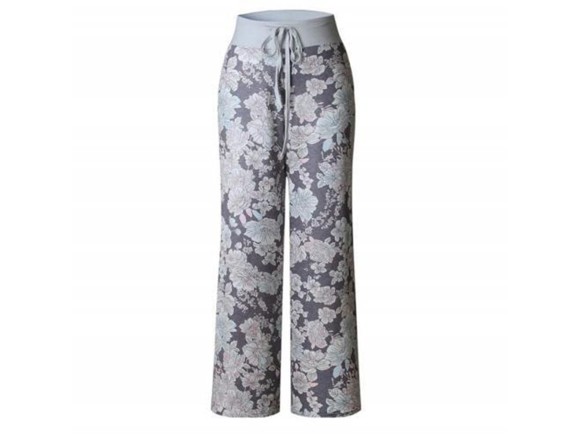 2026 pantalones de Descanso Amplios Con Cordón Ajustable Estampado Floral para Mujer, Cómodos Y Elásticos M Grey1