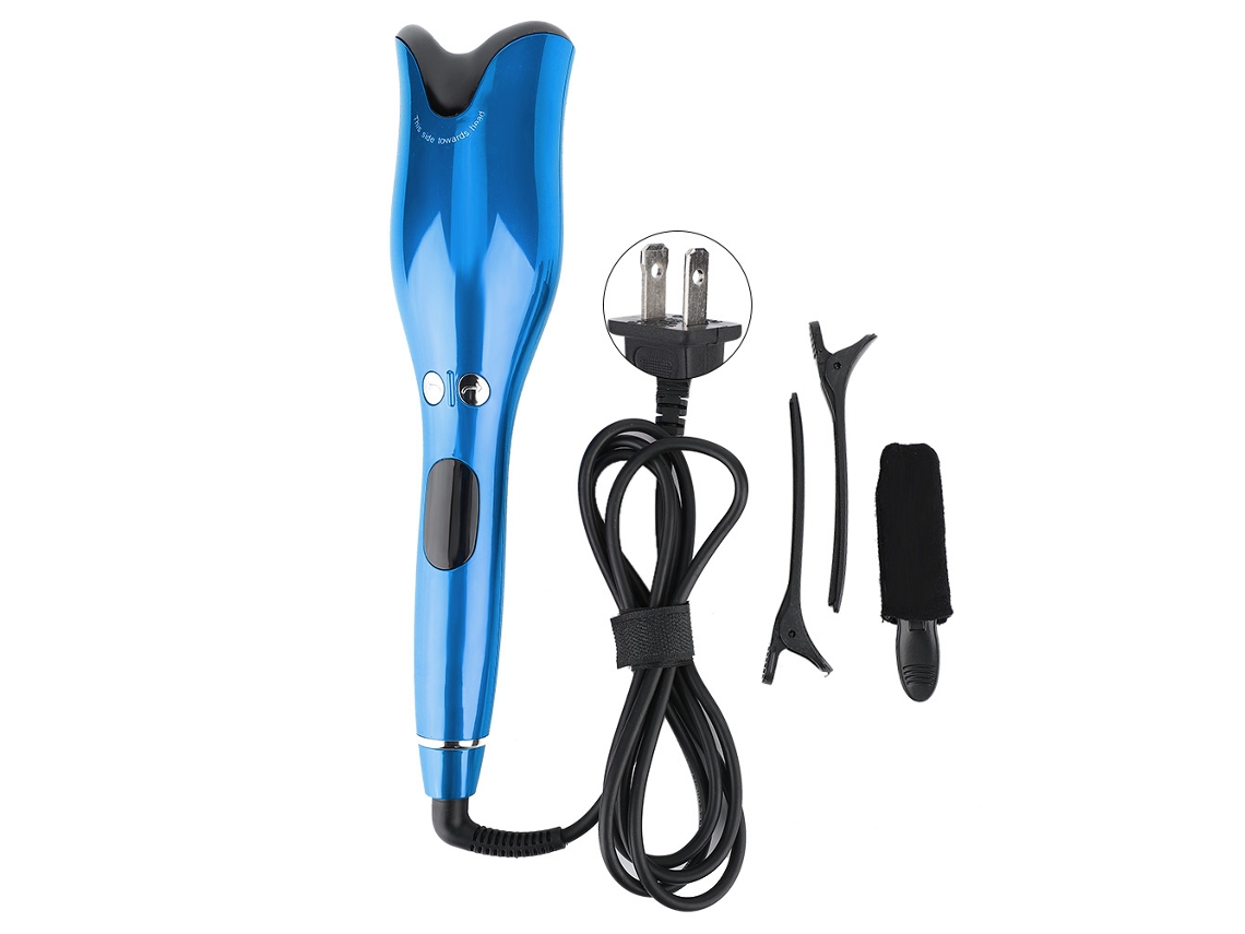 Modelador de Cachos Automático Anti-Queimaduras e Anti-Emaranhamento 2026 com Tela LCD, Azul