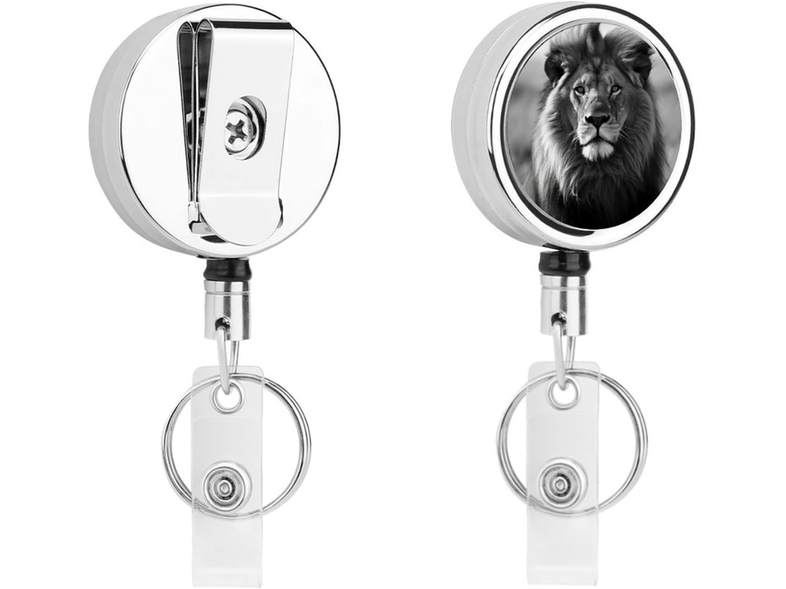 Suporte retrátil para Crachá com clipe de madeira africana preta e branca, suporte para Crachá de enfermeira Jacaré