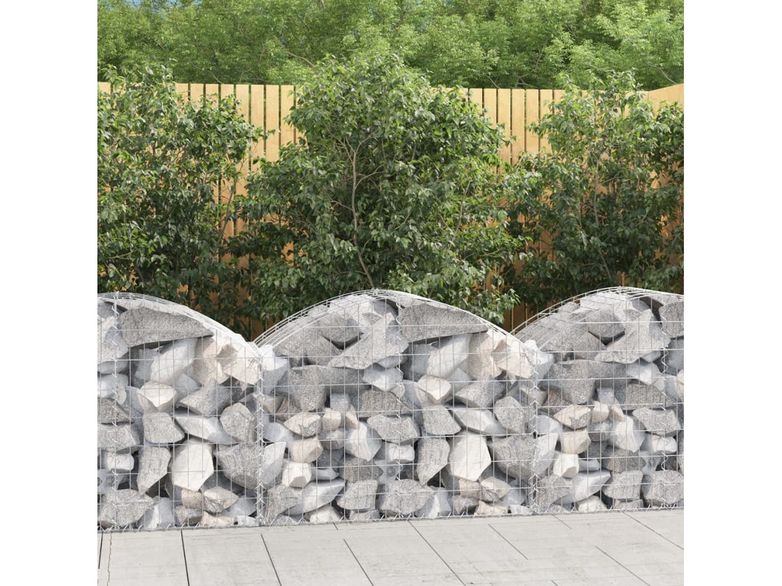 Vidaxl Cesto Gabião Arqueado 100x50x60/80 Cm Ferro Galvanizado