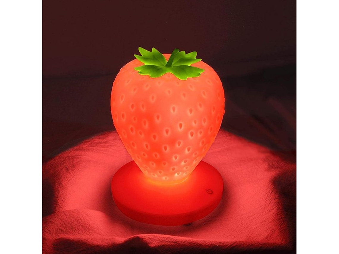 2026 luz Noturna de Silicona Sabor Morango, Lâmpada Usb Recarregável com 3 Modos e Interruptor Táctil