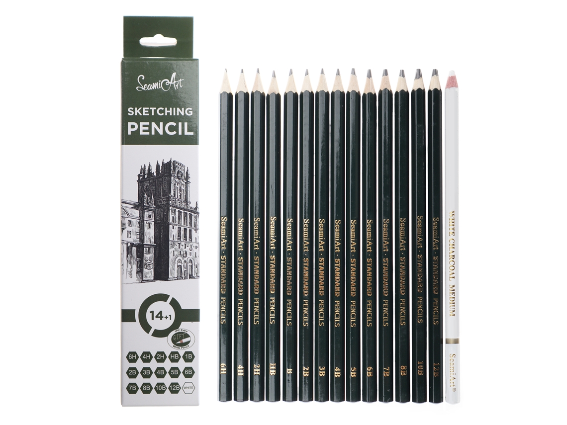 Conjunto De 15 Lápis De Desenho A Carvão Brancos.