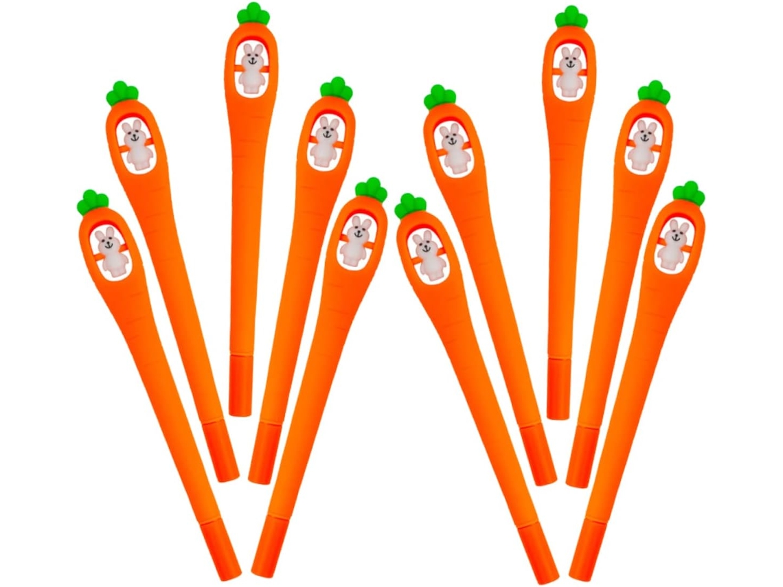 Conjunto De 10 Canetas Rollerball Em Gel Happyyami Formato Cenoura Com