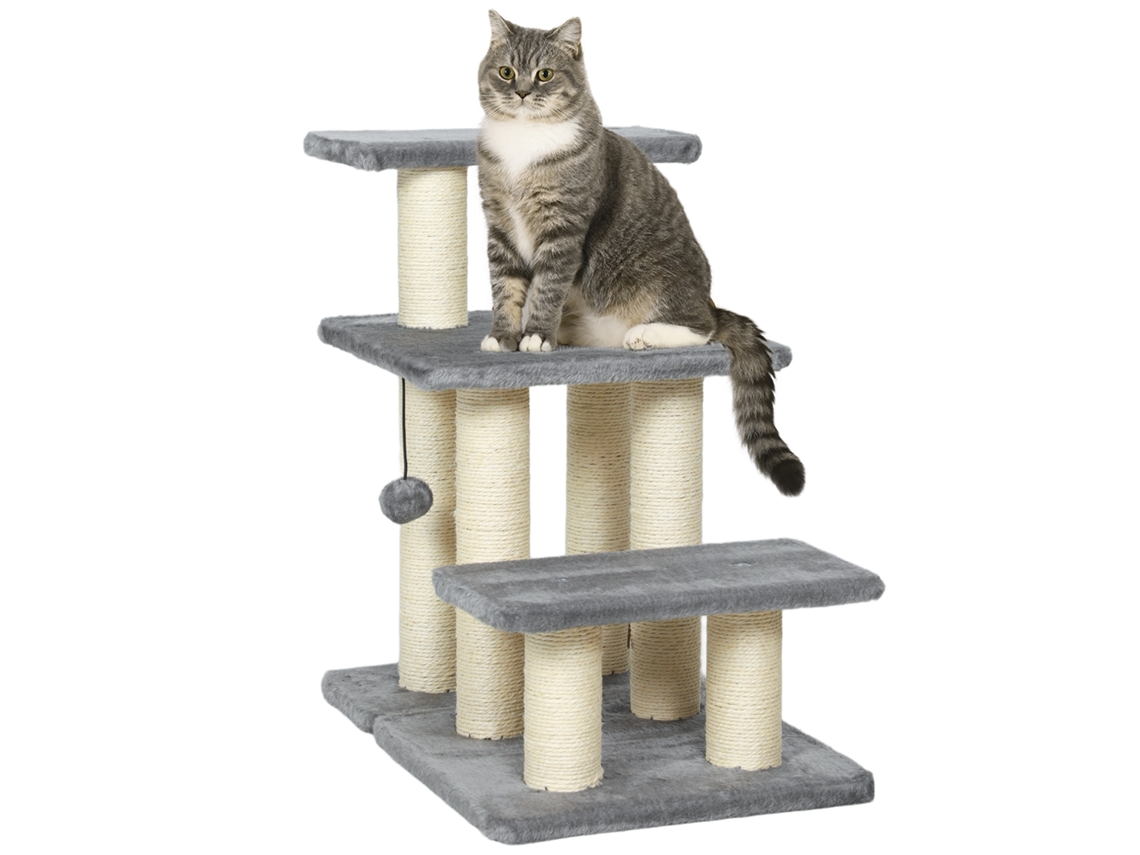 Escadas para Pets, 3 Degraus, Sisal, Bola, 54cm | S/MARCA
