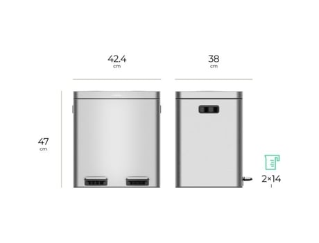 Sgr Wb I228su Smart2sort, 2 Contentores De Lixo Separados, 2 X 14 L Siguro
