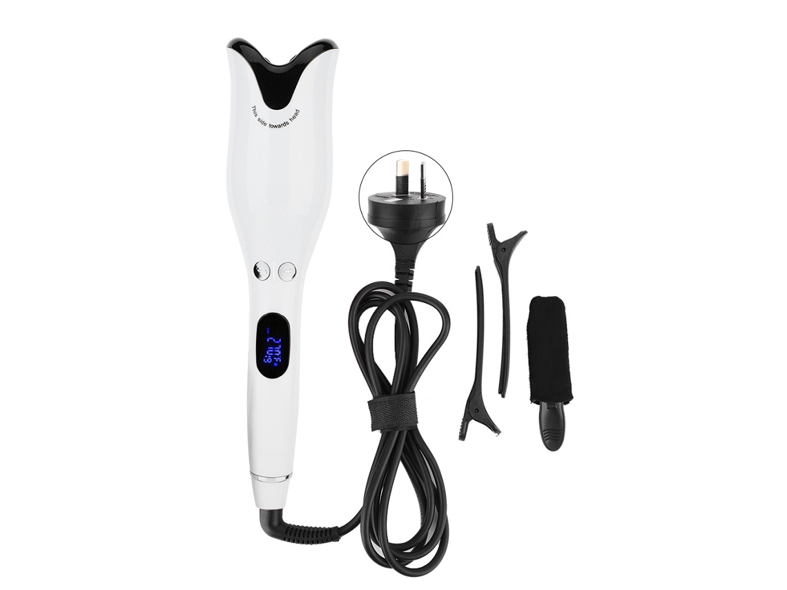 Modelador de Cachos Automático 2026 com Efeito Antigo, Visor LCD, Rolos de Cerâmica Rotativos, Ferramenta Branca Penteada
