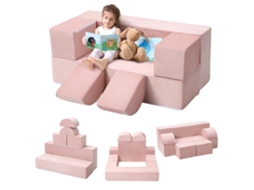 Sofá Infantil, Sofá Modular De Espuma, Solução De Assento Macio, Rosa