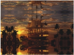 Colcha de Flanela com Estampa Barcos Ao Entardecer Macia e Aconchegante para Sofá Quarto 127 X 101 Cm, Macio