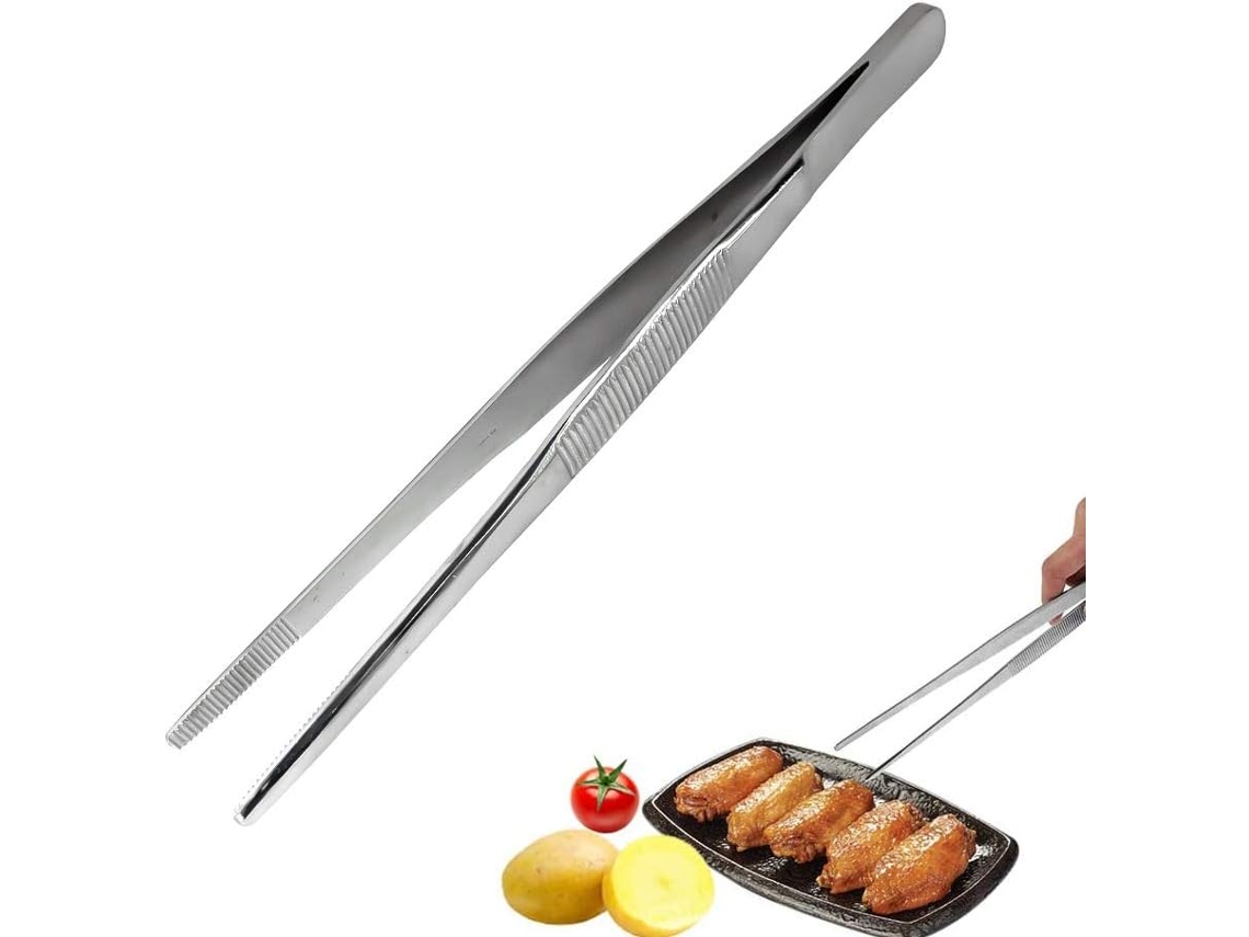 Pinças multifuncionais de aço inoxidável, 20 cm, longas e retas, utensílios de cozinha, decorar bolos