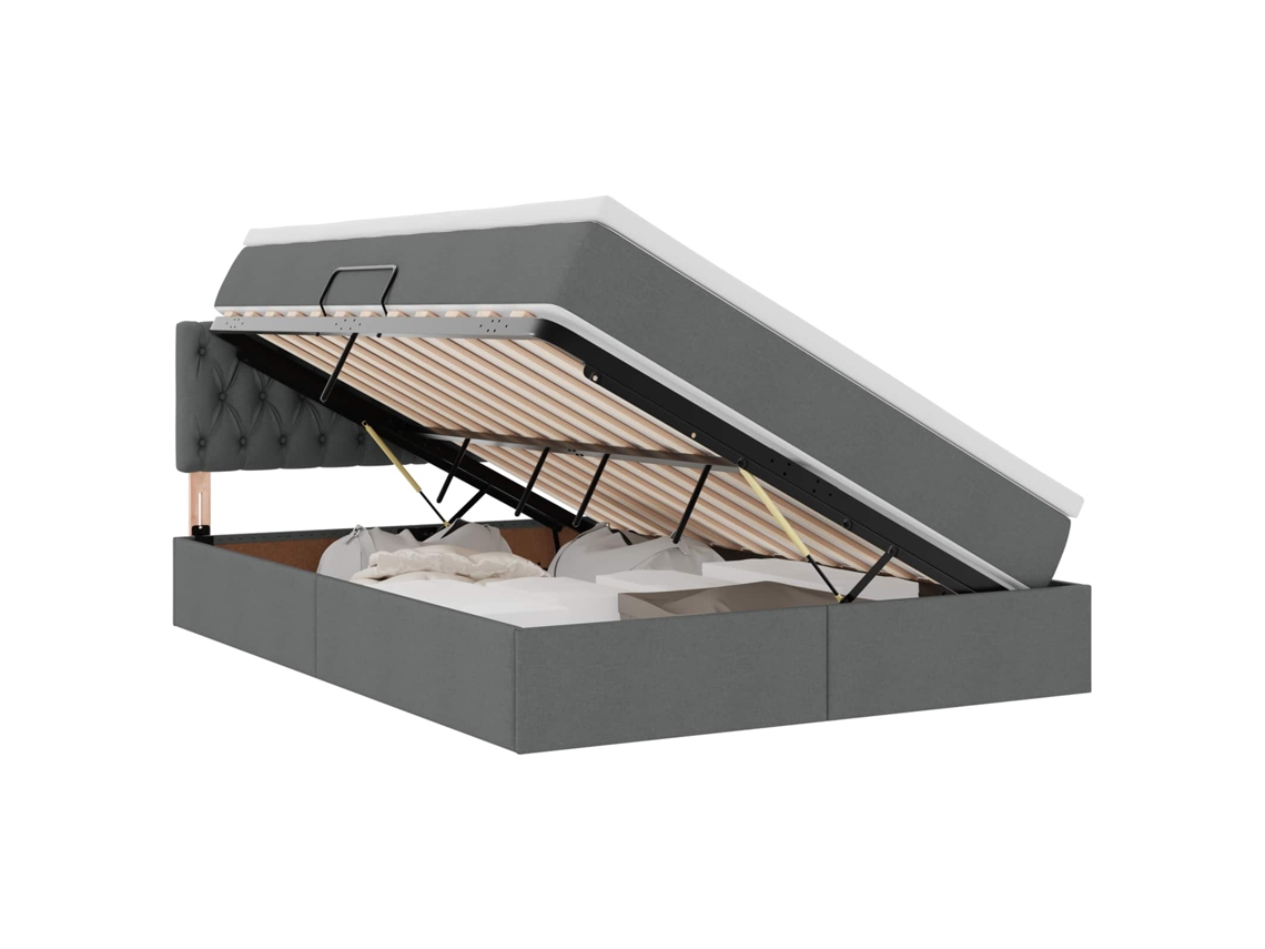 SYFAX™ Cama com Arrumação e Colchão Cinza Escuro 140 X 200 Cm