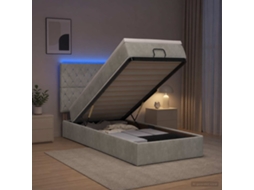 Vidaxl Cama Ottoman Com Colchão E Led Cinzento-claro 100 X 200 Cm