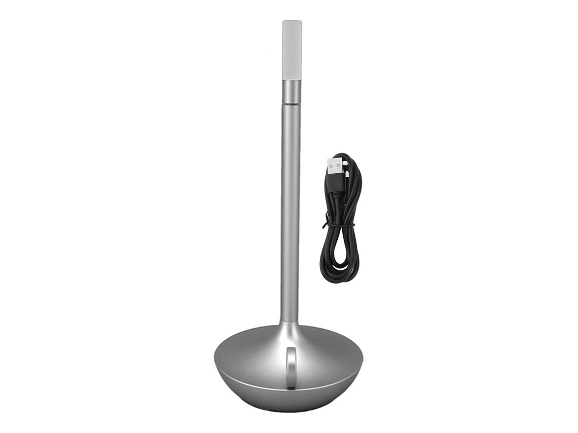 2026 lâmpada de Mesa Sem Fio Led Recarregável com Forma de Vela, 3 Níveis de Brilho Ajustáveis, Prata