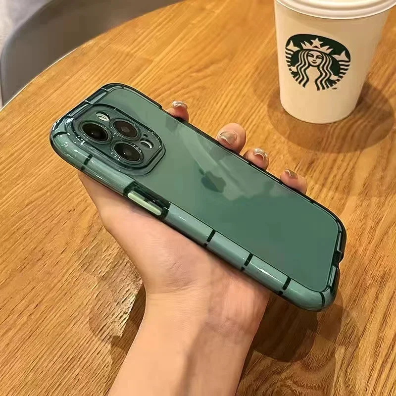 Capa Para Iphone 15 Pro Max (verde) À Prova De Choque Com Moldura Transparente Que Brilha No Escuro.