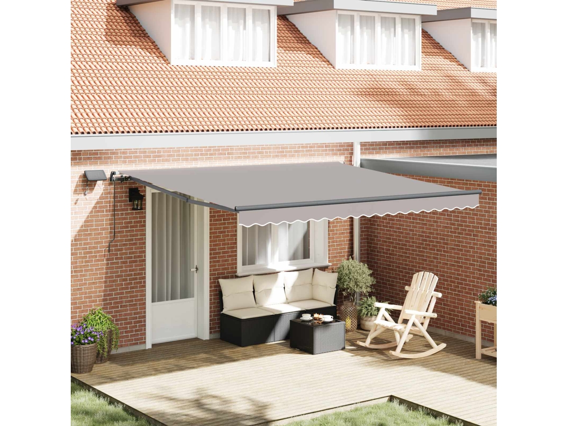 Vidaxl Toldo Retrátil Cinzento-claro 400 × 350 Cm Tecido E Alumínio