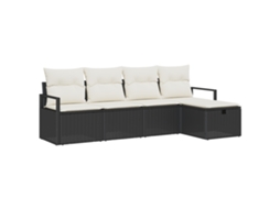 Conjunto 5 Conjunto De Sofás Para Exterior Vidaxl Preto Vime Pe (230 X 117 X 85 Cm)