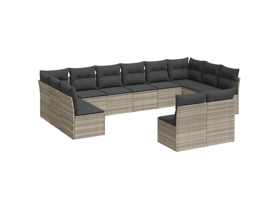 Conjunto de 12 Sofás de Jardim com Vime Almofadões Pe Cinzento Claro MAISON EXCLUSIVE
