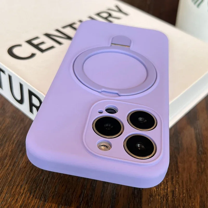 Capa De Silicone Líquido Para Iphone 11 (roxa) Com Suporte Magnético.