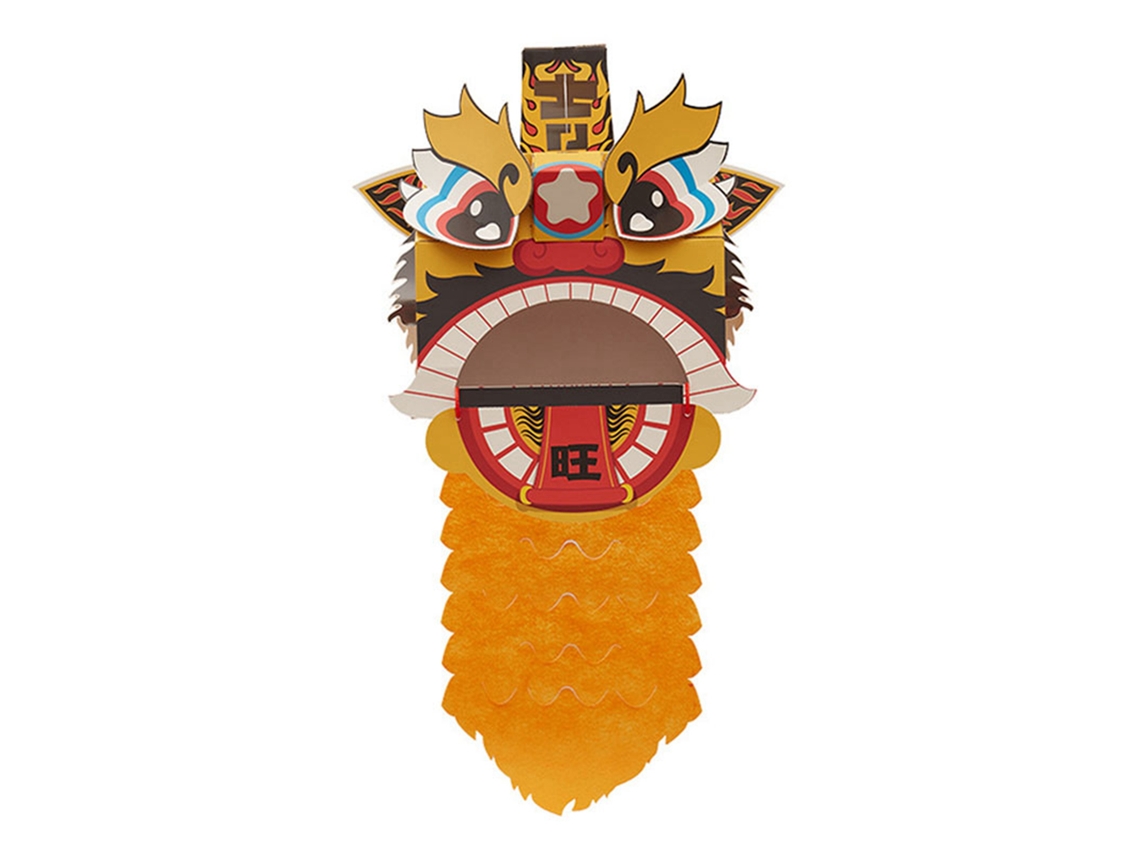 Rebe-modelo De Arte De Papel Diy Cabeça De Leão Dançarino Chinês Bonito Para Crianças Decoração Brinquedo Amarelo
