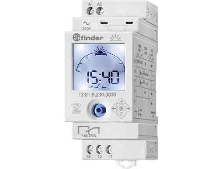 Interruptor de tempo para trilho DIN Tensão de operação 230 V/ac 12.81.8.230.0000 1 contato de comutação 16 A 250 V/ac Astronomical ( Finder