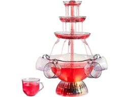 Fonte De Bebidas Led De 3 Níveis Para Festas Com Base Iluminada, Dispensador De Vinho E Cerveja, 5 Copos Incluídos.