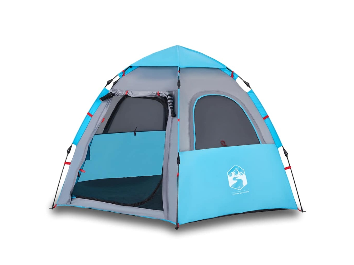VIDAXL Tenda de Campismo Cabana para 4 Pessoas Libertação Rápida Azul