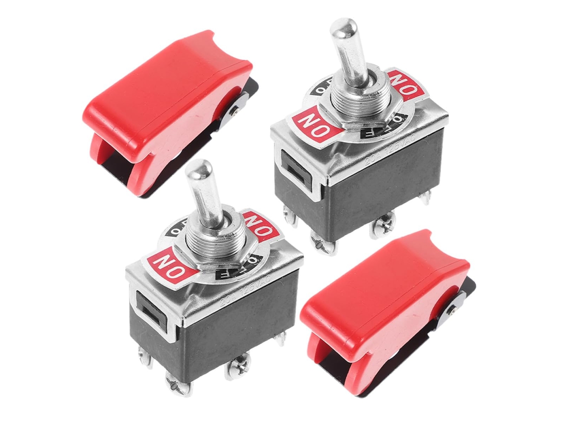 Conjunto De 2 Interruptores Basculantes Vermelhos Com Capa De Segurança Em Baquelite.