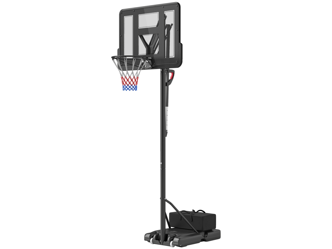 Cesto de Basquete Ajustável (235 305cm, Base com Rodas, Preto)