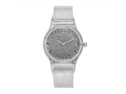 Relógio de Pulso Feminino Clássico de Quartzo com Pulseira de Silicone Branco Casual