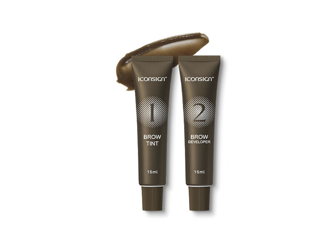 Kit De Tinte De Cejas Semipermanente Iconsign: Duradero, Natural, Resistente Al Sudor Con Brochas De Máscara Y Labios