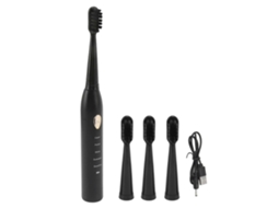 Escova De Dentes Elétrica Com 4 Cabeças De Escova, Cerdas Macias, Recarregável, Para Adultos, Preta E Dourada.