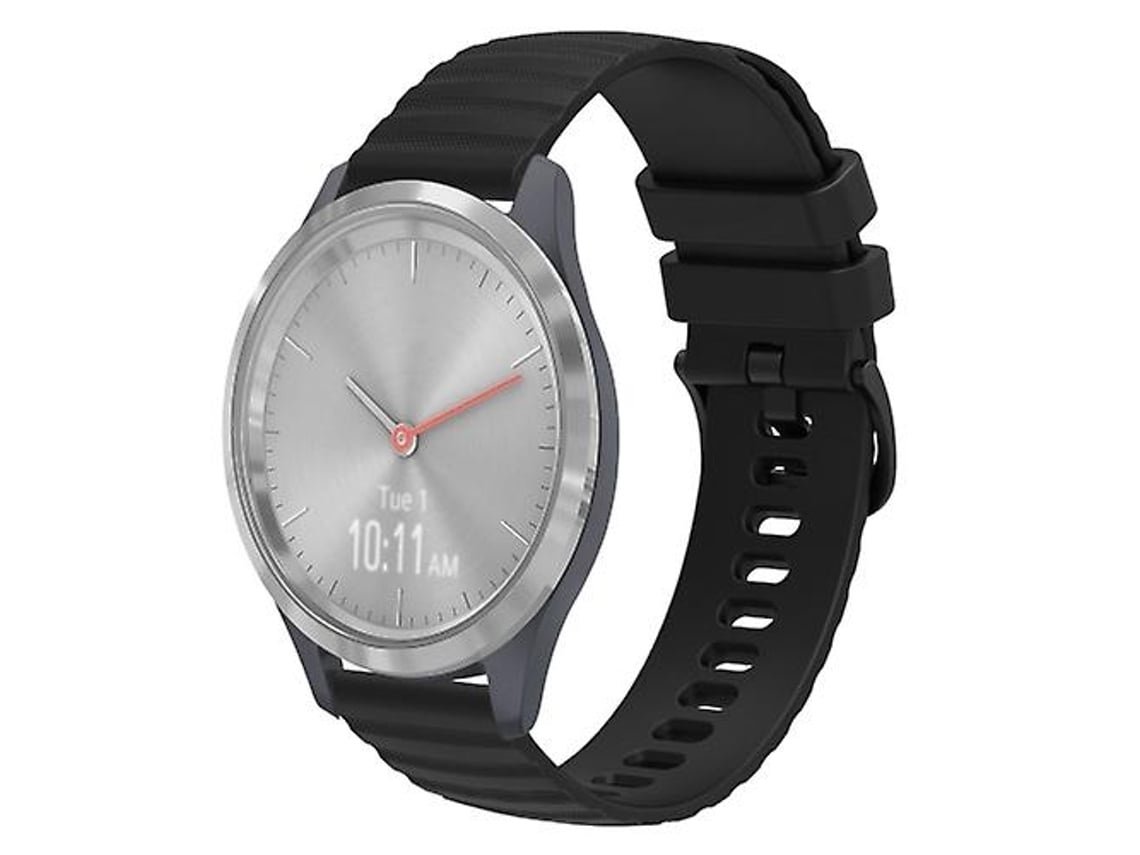 Pulseira De Relógio Lurelia Para Garmin Vivomove 3s 18 Mm Wavy Dotted Solid Color Silicone Preto