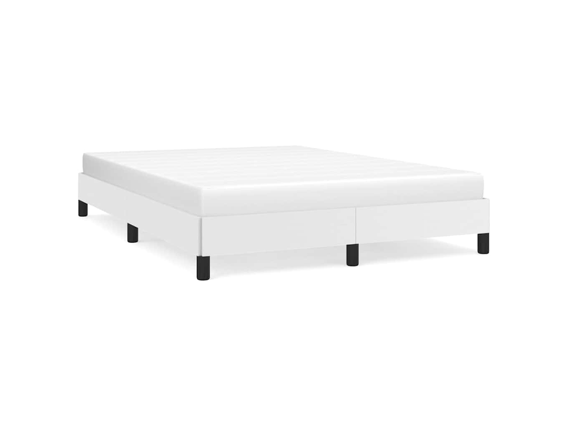 Bed Frame, Bed Frames Vidaxl Branco Couro Artificial (140 X 200 Cm)