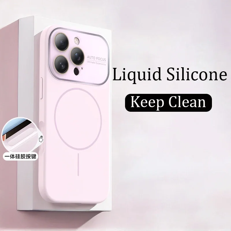 (rosa 17) Capa De Celular Magnética De Silicone Líquido, Capa Macia À Prova De Choque