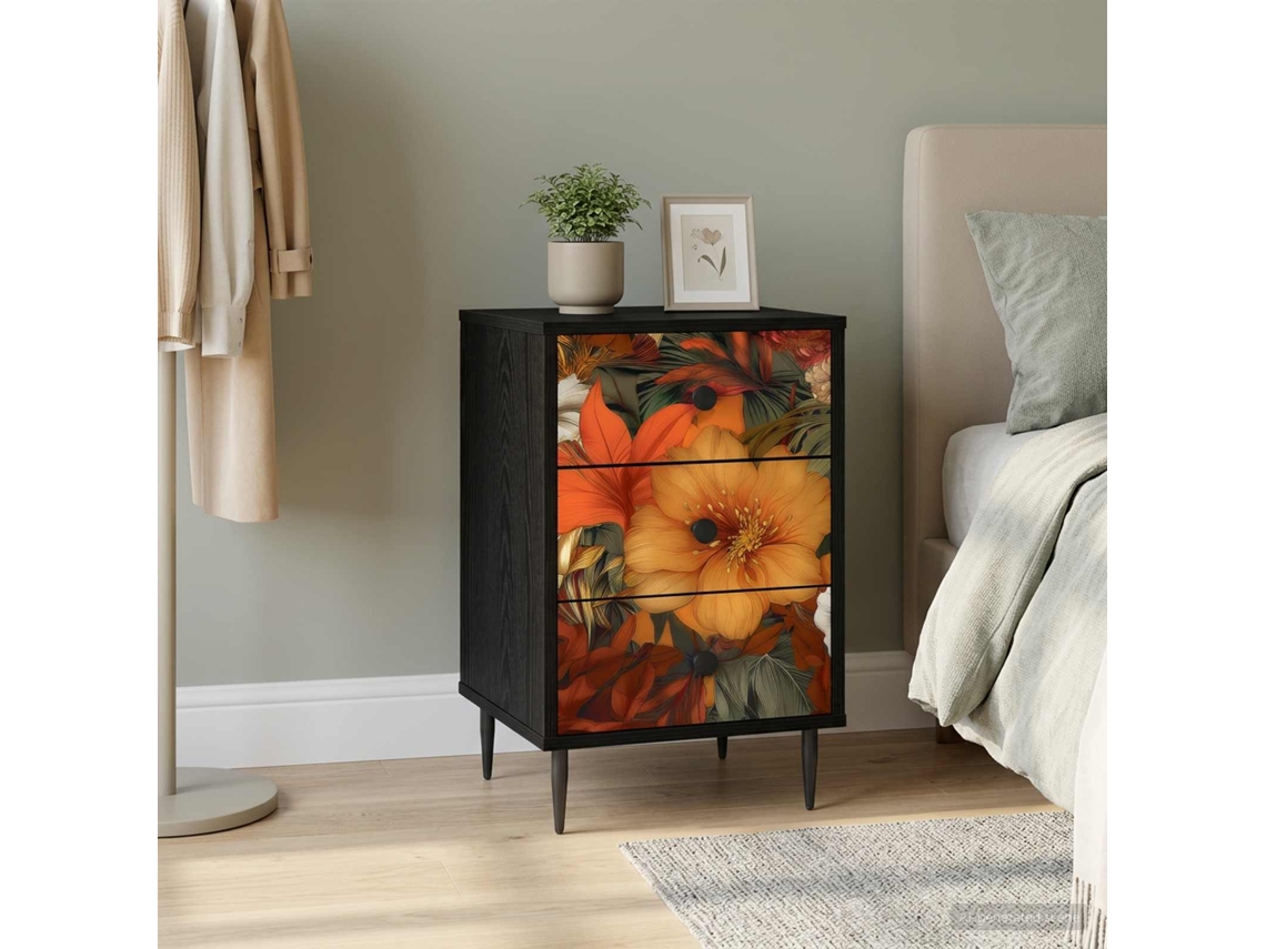 Vidaxl Armário De Cabeceira Gennep Carvalho Preto 36 X 33 X 61 Cm
