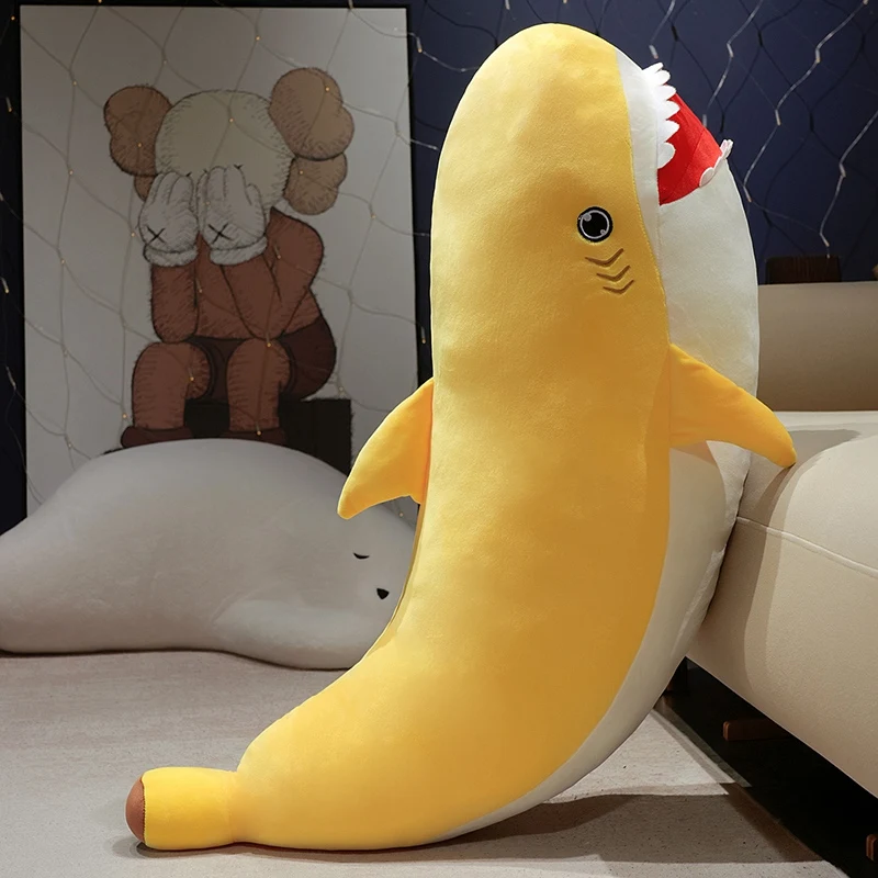 Brinquedo de Pelúcia Tubarão Banana de Desenho Animado MDUG (amarelo, 95cm)
