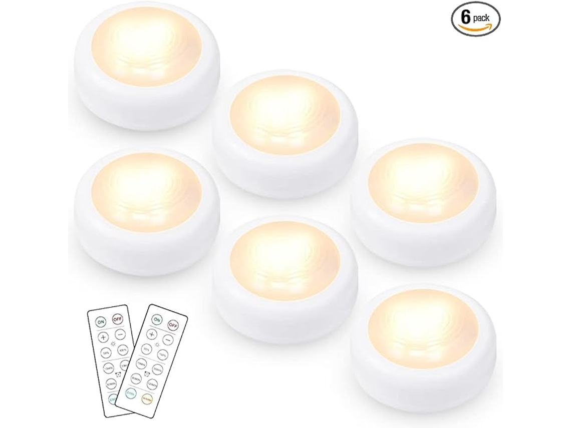 Luzes de Led com Controle Remoto, Luzes de Pressão Reguláveis, Alimentadas por Bateria, com Temporizador BRILVIBERA