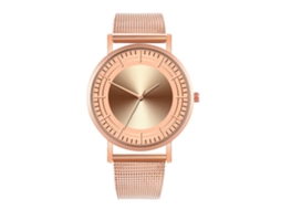 Reloj De Moda Para Parejas Con Correa De Malla Dial Redondo Cuarzo (5)