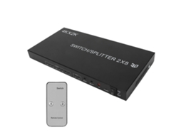 Switch De Interface Multimídia Hd 2x8 Distribuidor 4kx2k Com Controle Remoto Ir Plugue Uk