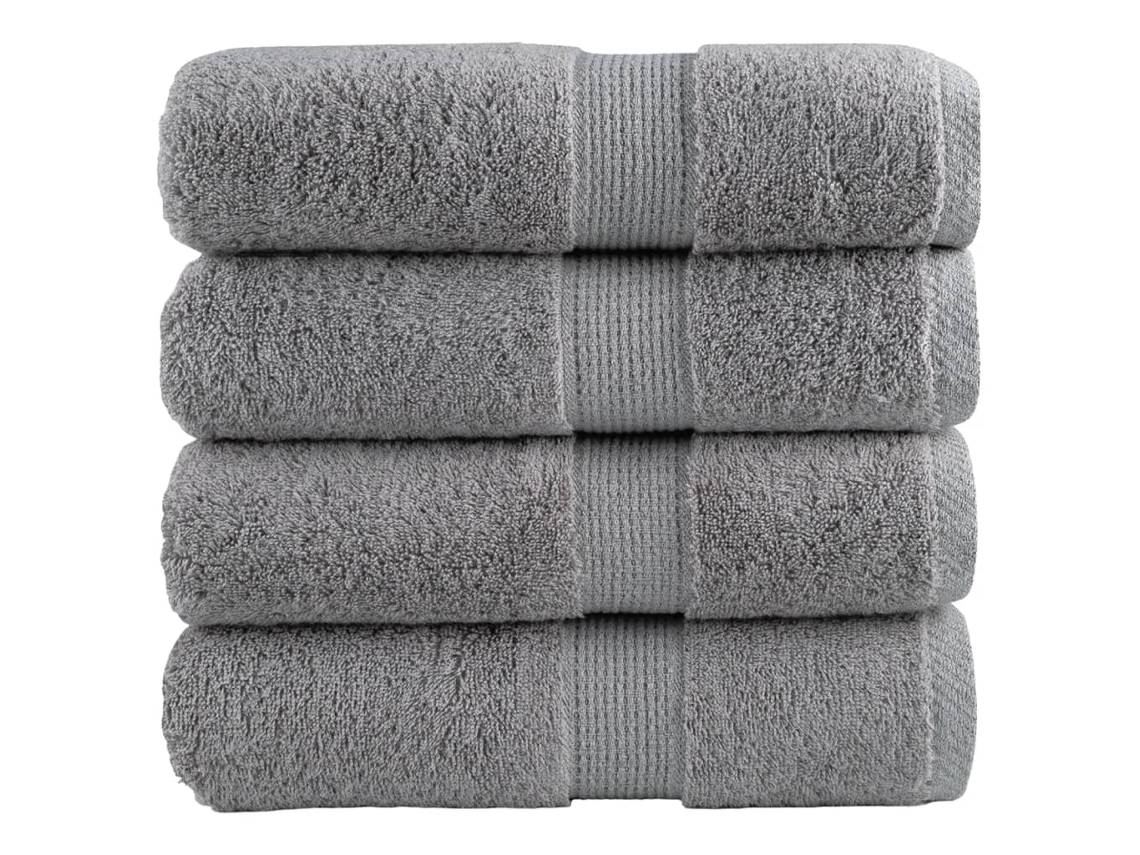 Vidaxl Toalhas De Rosto Premium Solund 4 Unidades Cinza 30x30 Cm 600 G/m²