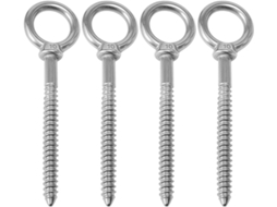 Ganchos De Rosca 10mm, Aço Inoxidável 304, Prateados, Pacote Com 4 Unidades, Pendurar