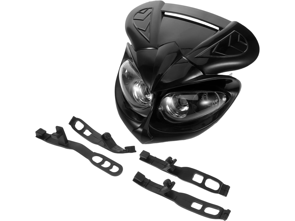 Suporte De Farol Preto Para Motocicleta Motocross, Capa De Farol Resistente.