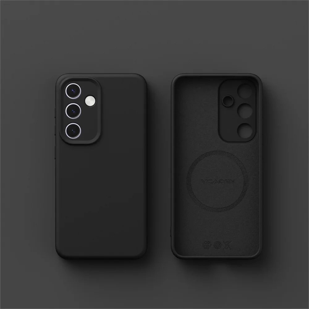 Capa Protetora (preta) Para Samsung S23 Ultra Com Fixação Magnética Em Silicone Líquido.