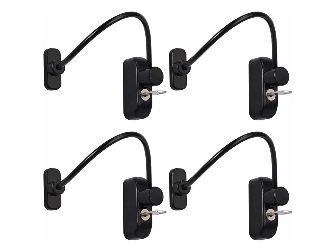 Trava De Janela Lurelia, Pacote Com 4, Para Janela Upvc, Para Ventilação, De Aço Inoxidável, De Alumínio, Preto, 185 Mm