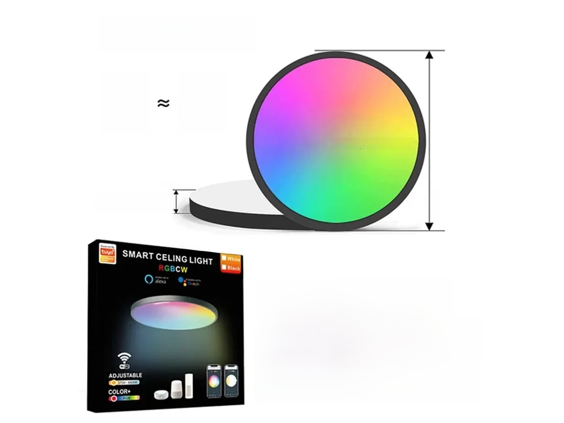 (preto) Luminária De Teto Inteligente De 24 W E 220 V, Controlada Por Aplicativo, Compatível Com Alexa E Google Home
