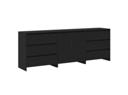 Vidaxl Buffet 3 Pcs Preto 70 X 41 X 75 Cm Madeira Processada