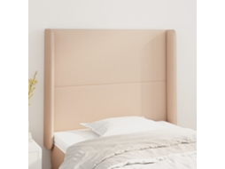 Vidaxl Cabeceira Cama C/ Abas Couro Artif. 103x16x118/128cm Cappuccino