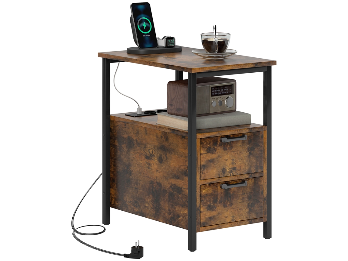 Mesa com Estação de Carregamento, USB, Tomadas, 2 Gavetas, Prateleira Sala e Quarto S/MARCA