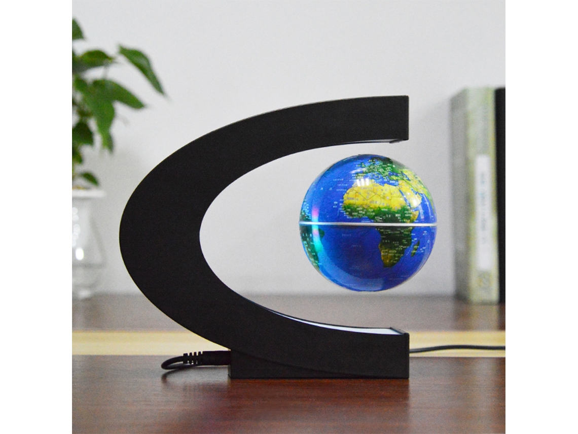 Globo Flutuante de Levitação Magnética 3 Polegadas com Base em Forma de C Luzes Led S/MARCA