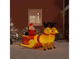 Vidaxl Pai Natal E Renas Insufláveis Com Luzes Led 130 Cm